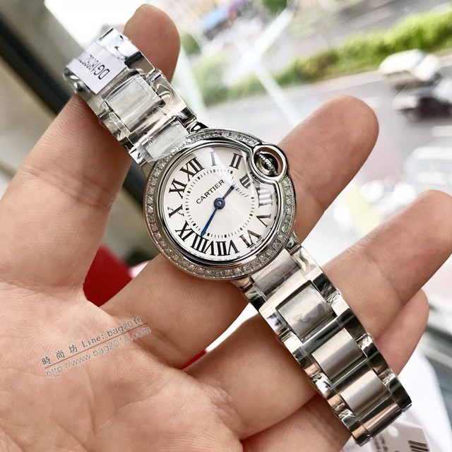 卡地亞石英手錶 Cartier經典款真鑽藍氣球女裝腕表  gjs2109